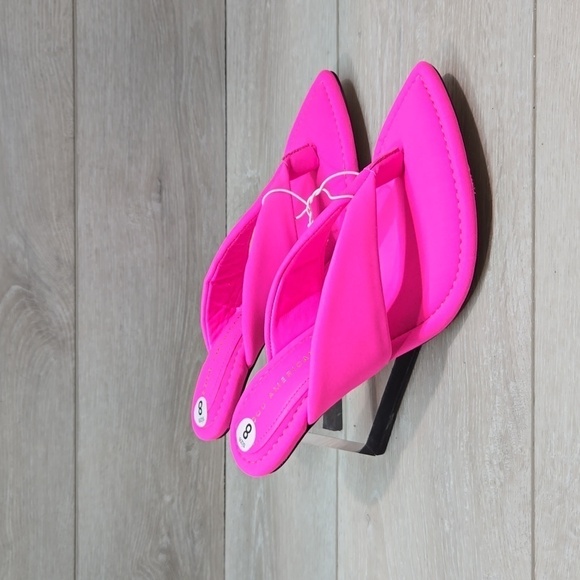 Good American Women "Like New" Thong Hot Pink Clear Wedge Sandals shoes sz 8 - Picture 2 of 10